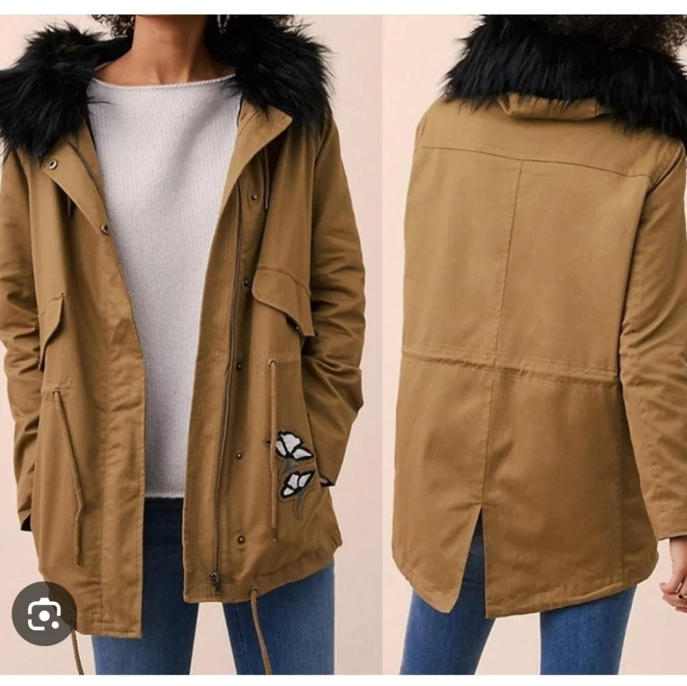 Ann Taylor LOFT Olive Faux Fur Hooded Jacket - Picture 1 of 16